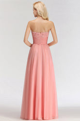 Elegant Sweetheart Ruffle Pink Bridesmaid Dresses with Appliques-27dress